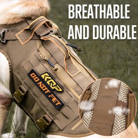 No Pull Dog Harness -Tactical Dog Harness - Military Dog Vest with Adjustable - Dog Harness for Large Dogs, Service Dog, Coyote Brown, XXL