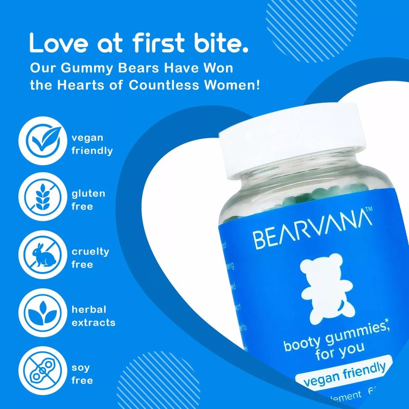 Bearvana Bum Support Gummies 60 Count Blue Berry Flavor Women