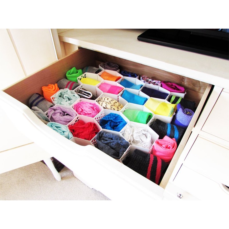 Evelots Drawer Organizer-Divider-Sock-Belt-Scarf-Underwear-112 Slots Total-Set/4