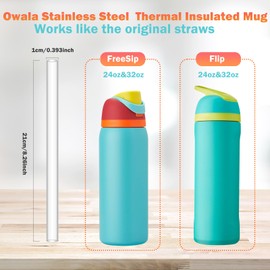 WK ieason 6Pcs Ersatz-Plastikstrohhalme für Owala FreeSip 24oz & 32oz wiederverwendbare Trinkhalme für Flip isolierte Edelstahl-Wasserflasche 24 oz, mit 2pcs Strohhalm-Reiniger-Bürsten