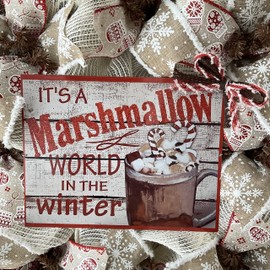 It's A Marshmallow World In The Winter Handmade Deco Mesh Holiday or Winter Wreath Available in 24 inch diameter or 28 inch diameter