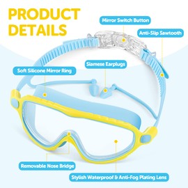 Portzon Swimming Goggles Anti Fog Swimming Goggles Clear No Leaking