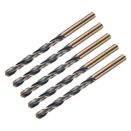 sourcing map 5pcs Straight Shank Twist Drill Bits 5.8mm Gold Titanium & Black Nitride Coated High Speed Steel (HSS) 4341 with 5.8mm Shank for Stainless Steel Alloy Metal Plastic Wood