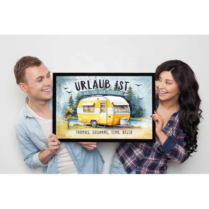 SpecialMe® Doormat Camping Saying Urlaub ist da wo wir parken