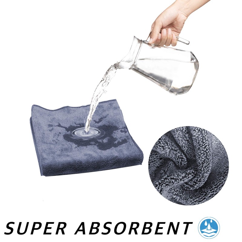 Towelogy® Microfibre Cleaning Cloths Grey 420GSM Large Thick Ultra Absorbent