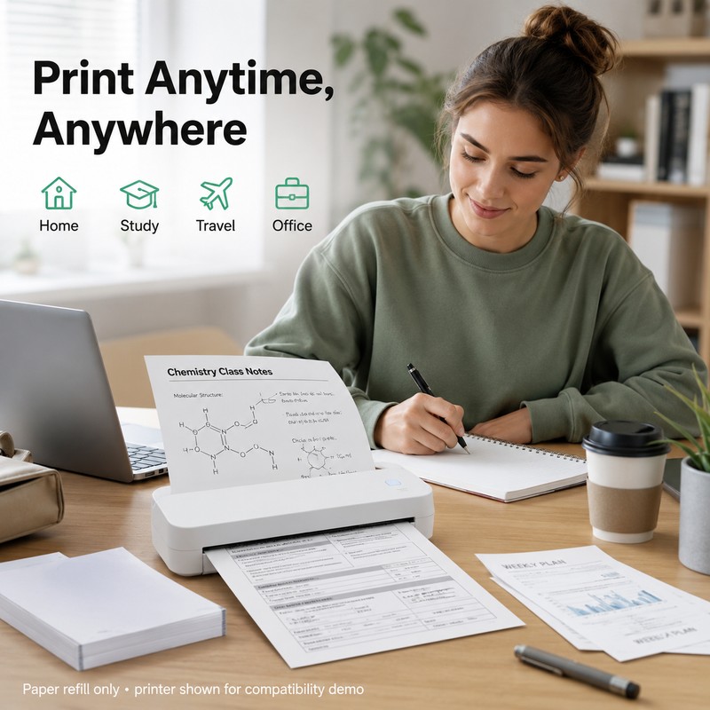 A4 Thermal Printing Paper for Portable Printers – 200-Sheet Folded