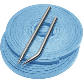 Aeesio Softball Baseball Glove Lace, Mitt Lace Repair Kit Includes 2 Leather Laces and Lacing Needle for Catcher's Glove (Light Blue)
