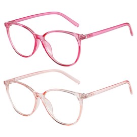 VIPBEST Blue Light Blocking Glasses for Women Men Round Cat Eye Womens Computer Gaming Blue Light Glasses 2 Pack Pink/Red