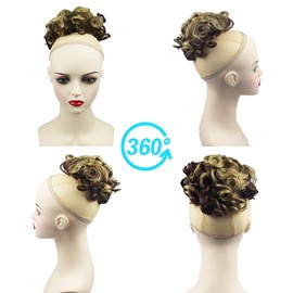 shufang Messy Bun Hair Piece for Women Hair Bun Hair Pieces for Women Elastic Drawstring Loose Curly Bun Hair Piece for Women Short Curly Ponytail Extensions (Pack of 1, 12H24)