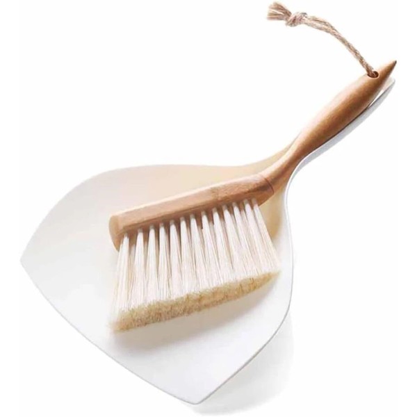 Unbranded Dustpan & Brush Set: Small Bamboo-Handle Dustpan & Mini