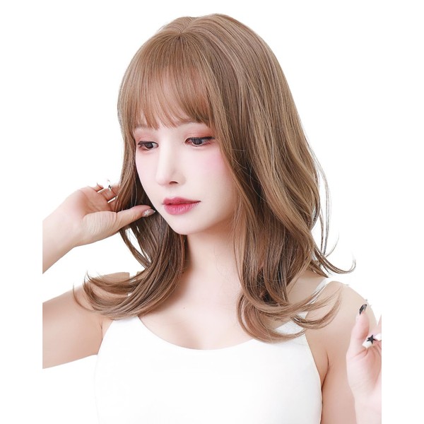 TefuRe Tefu-008-Lb J-hair Members Innovative Style, Top Stylists Acclaimed, Medium, Semi-Long, Curly Wave, Wig, Made of High Quality Fiber, Natural, Small Face Effect, Peace of Mind, PL Insurance,
