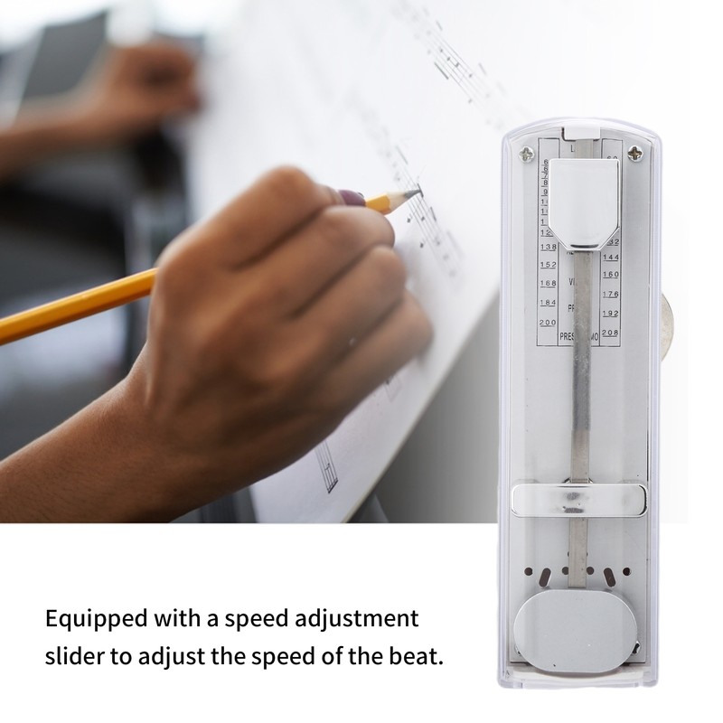 Mini Mechanical Metronome Portable 11x5x3cm White Musical Instrument Accessories for