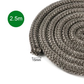 NQEUEPN Sealing Tape for Oven Doors, 15 mm x 2.5 m, Robust Graphite Impregnated Fireplace Door Seal, Fibreglass Seal, Replacement Wood Stove Door Seal for Wood Stoves, Fireplaces