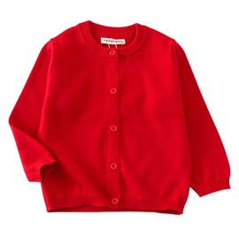 HahaNice Girls Long Sleeve Cardigans School Sweater 2Y-7Y, red