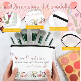 Xuniea Set of 2 Gift for Godmother 1 Cosmetic Bag with Floral Pattern and 1 Keyring Gift for Godmother for Christening Confirmation Wife Mother's Day Birthday Christmas