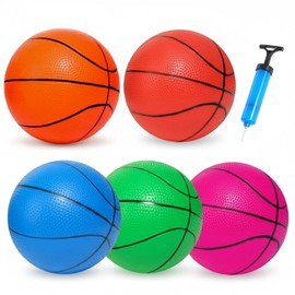 5 Pack 7 Inch Small Basketballs - Size 3 Mini Basketball Set with 5 Colors Toy Basketballs for Kids, Indoor and Outdoor Play