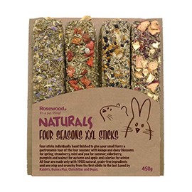 Rosewood Naturals Small Animal Treats Four Seasons Grain-Free XXL Sticks for Rabbit Owners, Small Breeds, 0.45kg, 450g, Strawberry, Elderberry, Pumpkin, Apple