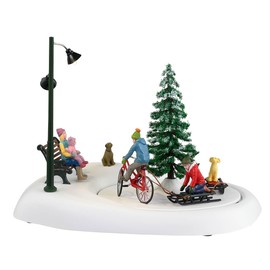 Lemax 34087 Vail Village Accessory: Snowbiking with Dad