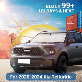 Windshield Sun Shade for Kia Telluride 2020-2025 Front Window Shade Custom Fit Telluride Sun Visor Foldable Shade Blocks UV Rays Summer Must Have Car Accessories Keep Your Car Cooler