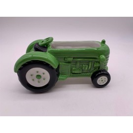 Blue Sky Ceramic Green Tractor 9" Planter, Multi Color