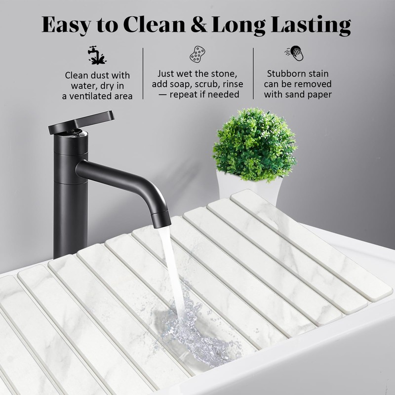 Large Stone Dish Drying Mats for Kitchen Counter, 28"(L)×16"(W) Marble-Pattern,
