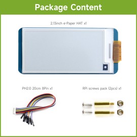 Waveshare 2.13 Inch e-Paper Display HAT 250x122 Resolution E-Ink Screen Electronic Paper Module with Embedded Controller for Raspberry Pi 2B 3B Zero Zero W,SPI Interface