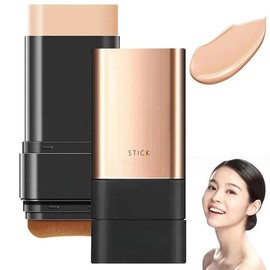 2 in 1- Luxury Anti-Wrinkle Foudation Stick,Double Head Foundation Make Up Stick,Korea Flawless Eraser Stick,Korean Hydrating Lightweight  Stick with Brush(2Pcs,Natural)