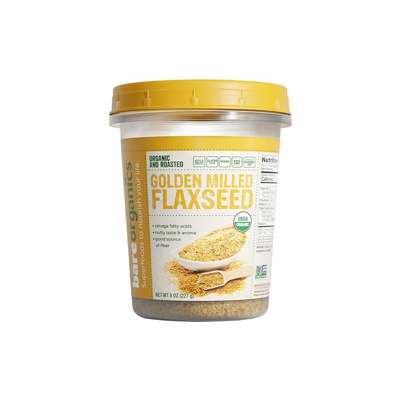 BareOrganics Ground Flaxseed | USDA Organic, Vegan, Non-GMO | Fiber