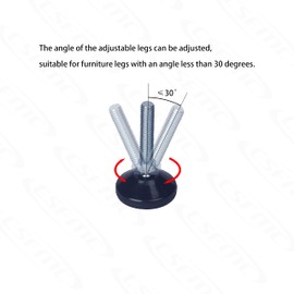 CSFMC Furniture Leveler Swivel Feet (35mm 5/16-18,8 Pack) PTFE(Teflon) Bottom,Threaded Shank Adjustment Pads,Table/Chair/Cabinet/Sofa Medium Legs Leveling,Nuts Installation and Floor Protection