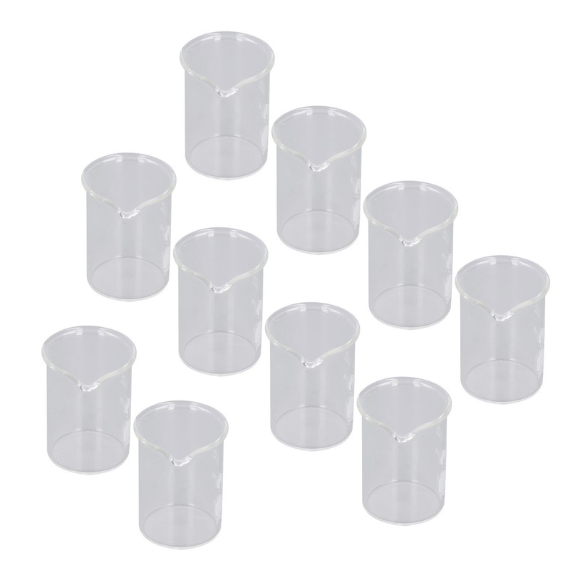 10PCS Glass Beaker Set Experiment Measuring Cup with Scale Teaching