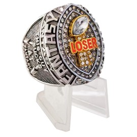 Fantasy Football Loser Ring Last Place Championship Ring Toilet Bowl (Size 11, ring with stand)