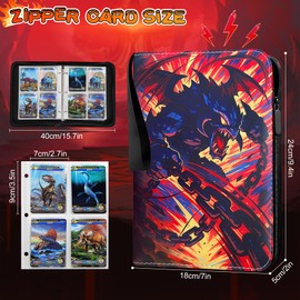 Trading Card Album for Cards - 50 Pages 400 Cards, PU Leather Waterproof Portable with Zip Cards Scrapbook, Removable Binder for Collecting, Exchanging & Storing