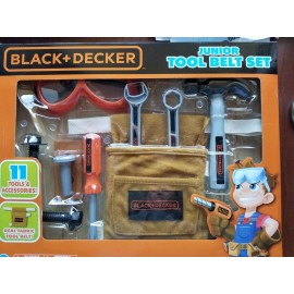 Black&Decker Black & Decker Junior 11 Piece Toy Tool Belt Set Kids Pretend Building Playtime