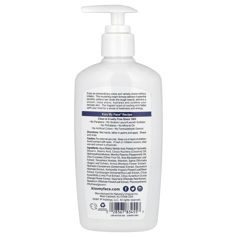 Kiss My Face 4-in-1 Moisture Shave, Cool Mint 11 oz