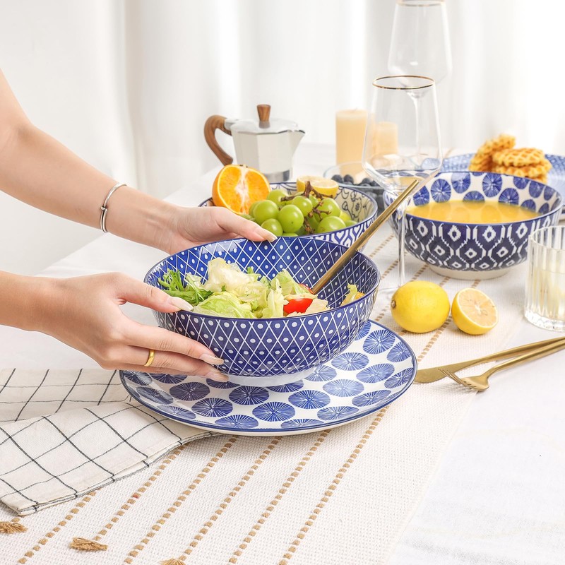 Selamica Ceramic Large Salad Bowls Set, 53 OZ Pho Bowls