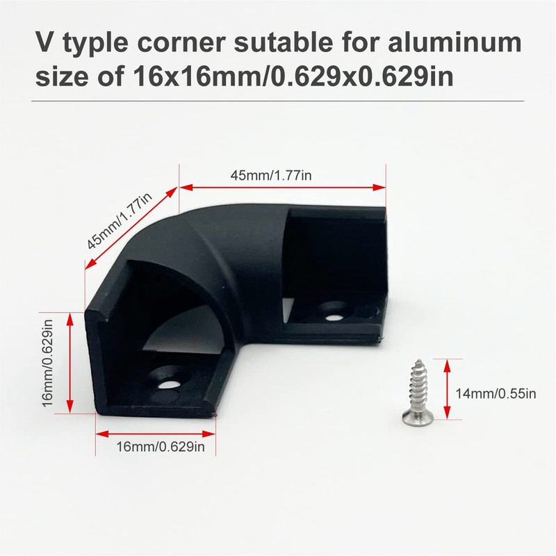 HAMRVL 10pcs Led Aluminum Channel Corner Kit Black for Led