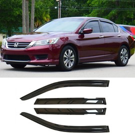 Deebior Side Window Vent Deflector Visor fit for 2013-2017 Honda Accord Sedan,4pcs Wind Shades Outside Mount Tape-on Shatterproof Dark Smoke Sun Rain Guards 94535