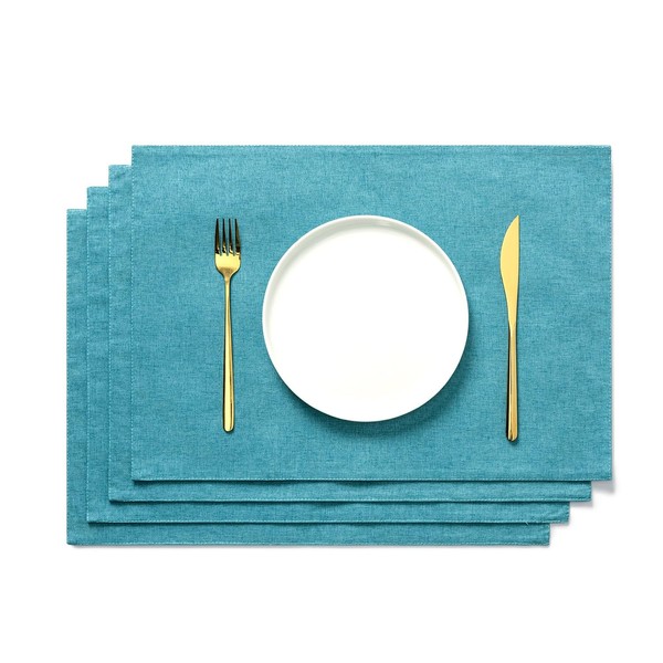 AOKSUNOVA Place Mats Fabric Set of 4 Turquoise Place Mats