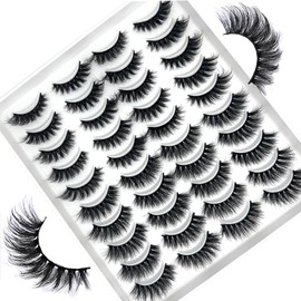 loladook Cat Eye Lashes Pack Wispy Natural Lashes Mink 8-16mm Full Strip Fake Lashes Volume Curly Cateye False Eyelashes Natural Look (20 pairs)