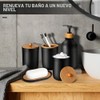 Juego de 5 accesorios de baño negros mate, dispensador de