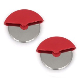 2Pcs Stainless Steel Pizza Cutter, Pizza Cutter Wheel Hob, Bakery Pizza Cutting Tools, Mini Pizza Cutter for Travel Kitchen Household (Red)