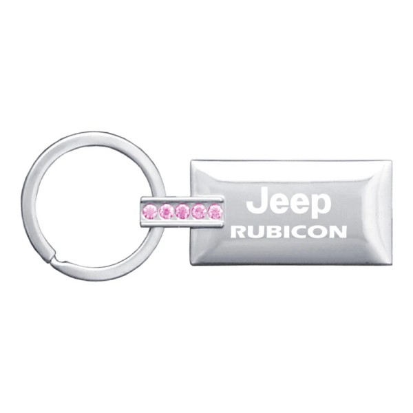 Jeep Rubicon Jeweled Rectangular Key Ring (Pink)