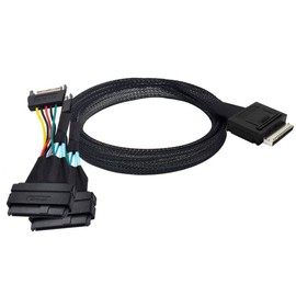 chenyang CY SFF-8611 to SFF-8639 Cable, OCuLink PCIe PCI-Express SFF-8611 8x 8-Lane to 2 SFF-8639 U.2 4x SSD Data Active Cable 50 cm