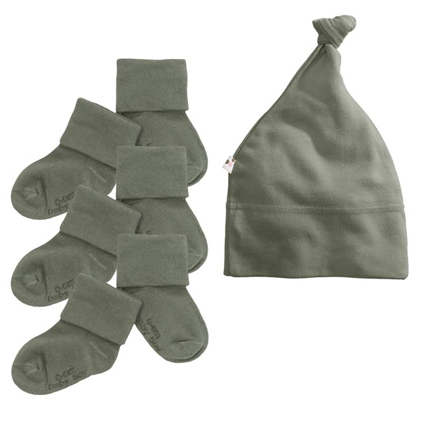 Babysoy Eco Beanie and Socks Set (12-24 Months, Thunder)