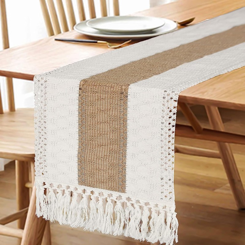 Boho Table Runner for Christmas Home Decor with Tassels 72