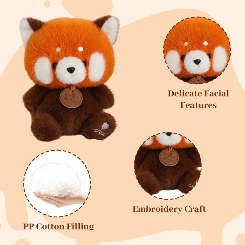 Bodeshis Red Panda Plush, Soft Stuffed Animal Toy, 6.7in Super