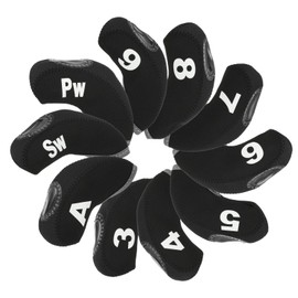 PATIKIL Golf Club Head Cover, 10 Pcs Number Golf Club Irons Covers Neoprene Driver Headcover Golf Lovers Gifts for Men Women, Black