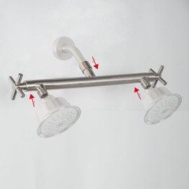 HAOXIN Shower Head Manifold with Double Outlet and Shut Off Valves for Dual Sprayer Showering System,Can Connect Two Showerheads,Brushed Nickel,STN02-L