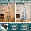 6.5FT Snow Flocked Pull Up Prelit Christmas Tree with 200