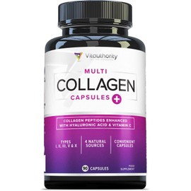 Hydrolyzed Collagen Capsules High Strength for Women Blend - Bovine and Marine Collagen Supplement for Women with Types I II III V and X - High Strength Collagen Peptides Capsules with Vitamin C